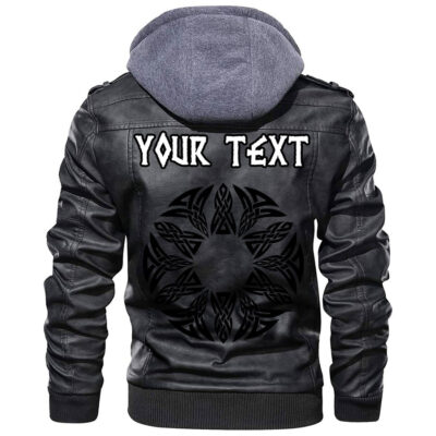 (Custom) Ligerking - Scandinavian Black Raven In Flight With Outstretched Wings And Old Norse Leather Jacket A35