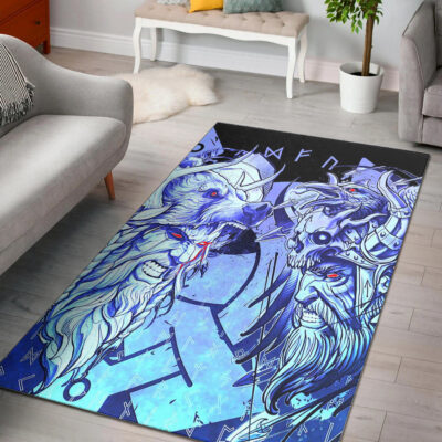Ligerking Area Rug - Norse Warrior Berserker Blue Area Rug A94