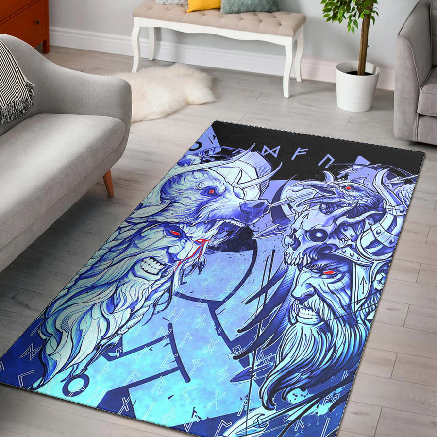 Ligerking Area Rug - Norse Warrior Berserker Blue Area Rug A94