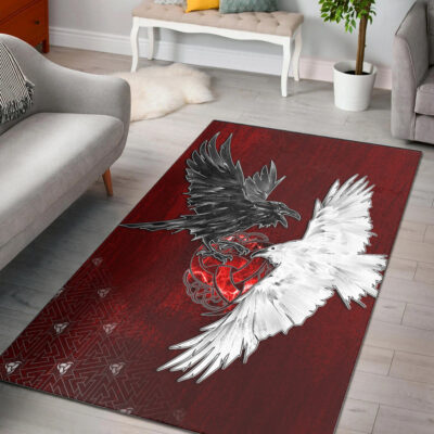 Ligerking Area Rug - Hugin and Munin Triple Horns of Odin Area Rug A35