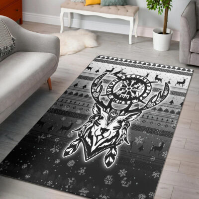 Ligerking Area Rug - Viking Reindeer Vegvisir Area Rug A94
