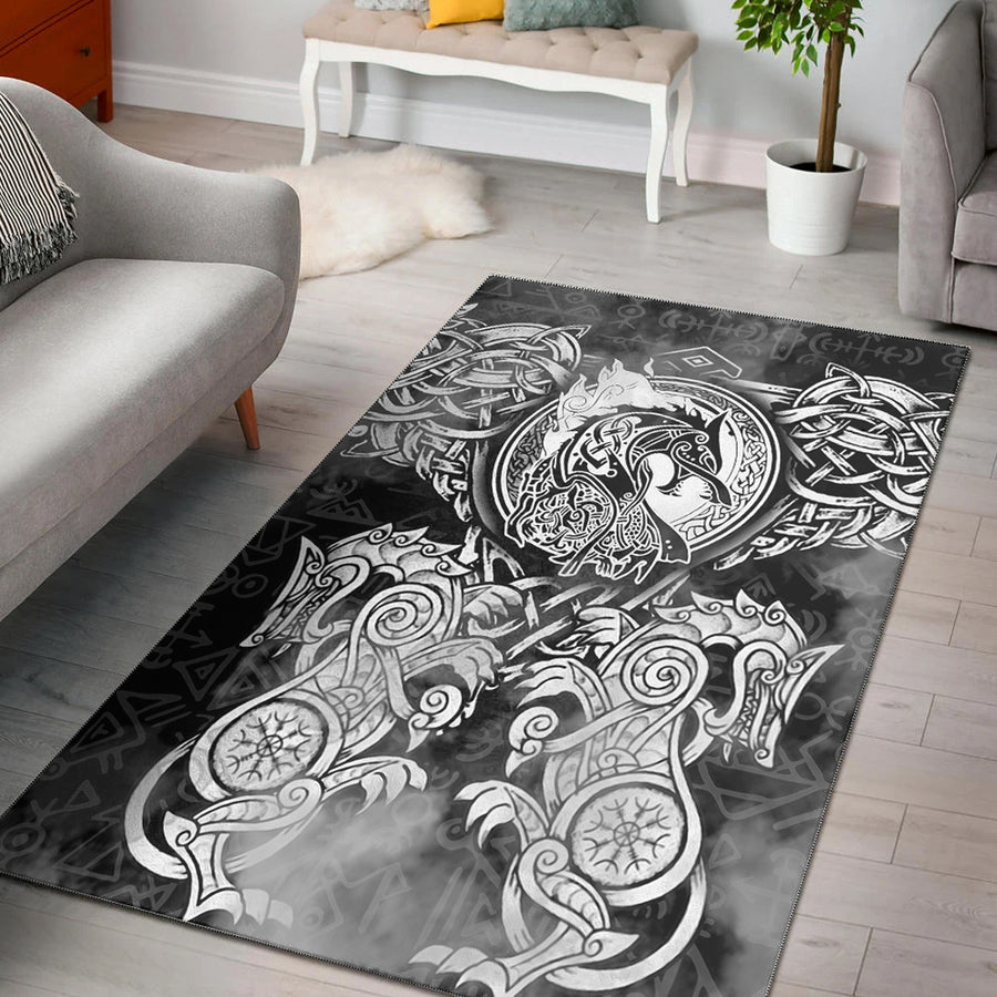 Ligerking Area Rug - Viking Dragon and Wolf Tattoo Area Rug A31