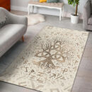 Ligerking Area Rug - Tree of Life with Triquetra and Futhark Pastel Gold Area Rug A7