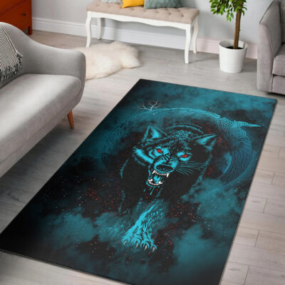 Ligerking Area Rug - Moon Wolf Tattoo Area Rug A31