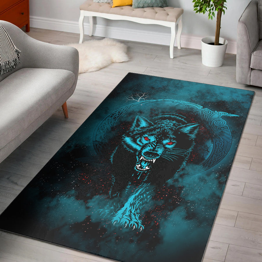 Ligerking Area Rug - Moon Wolf Tattoo Area Rug A31