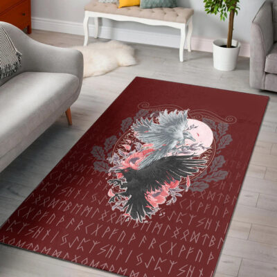 Ligerking Area Rug - Raven Black and White Red Yggdrasil HS Area Rug A35