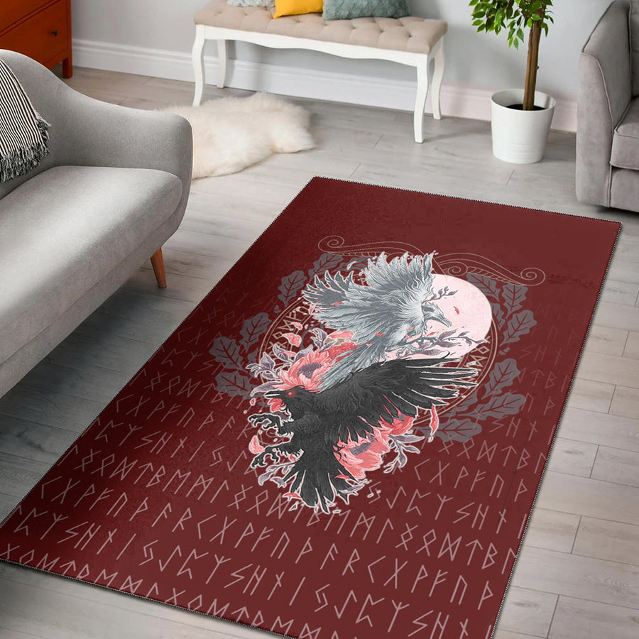 Ligerking Area Rug - Raven Black and White Red Yggdrasil HS Area Rug A35