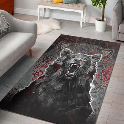Ligerking Area Rug - Viking Berserker Bear Blood Area Rug A35
