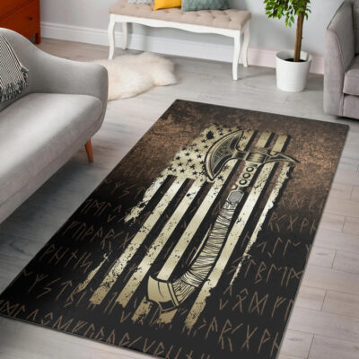 Ligerking Area Rug - USA Flag Viking Cool American Norsemen Area Rug A7