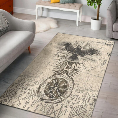 Ligerking Area Rug - Viking Raven Carry Spear of Odin Vintage Area Rug A35