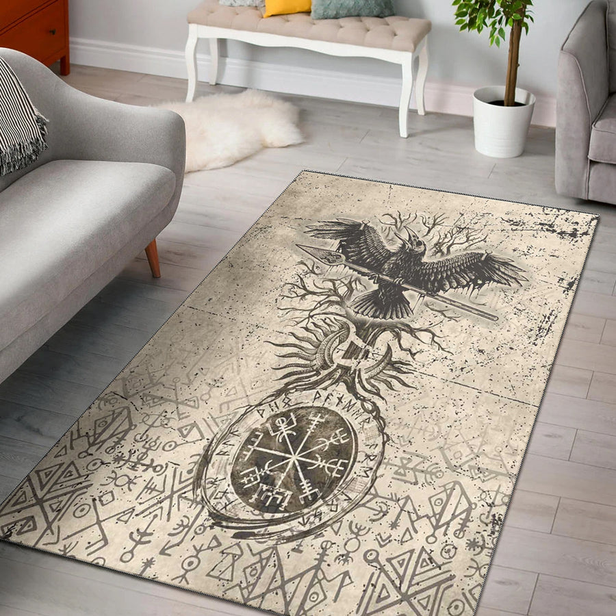 Ligerking Area Rug - Viking Raven Carry Spear of Odin Vintage Area Rug A35