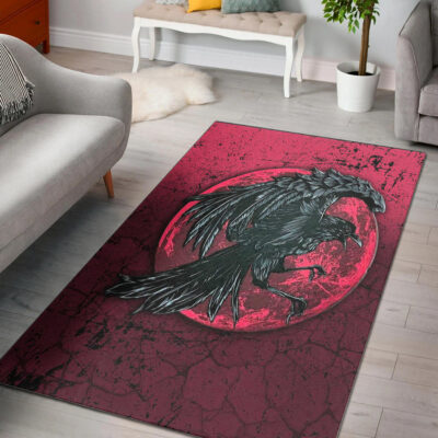 Ligerking Area Rug - Raven and Blood Moon Brush Style Area Rug A35