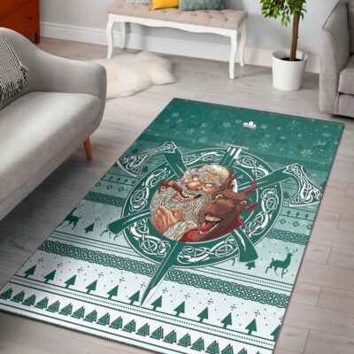 Ligerking Area Rug -Viking Santa and Reindeer Christmas Pattern Area Rug A94