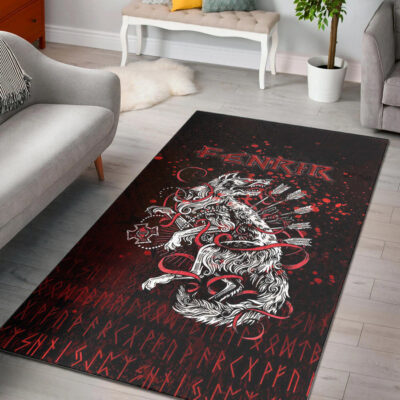 Ligerking Area Rug - Fenrir and Arrow on Blood Background Area Rug A35