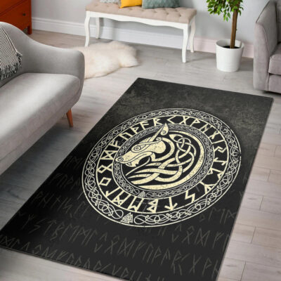 Ligerking Area Rug - Viking Wolf - Gold Version Area Rug A7
