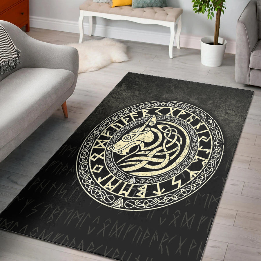 Ligerking Area Rug - Viking Wolf - Gold Version Area Rug A7