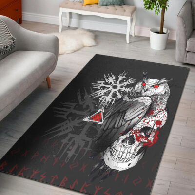 Ligerking Area Rug - Viking Owl Skull Blood Style Area Rug A94