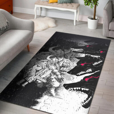 Ligerking Area Rug - Berserker and Wolf Red Eyes Home Set Area Rug A35