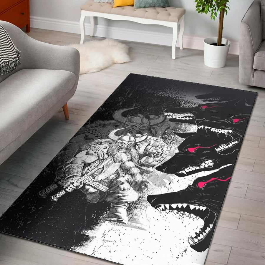 Ligerking Area Rug - Berserker and Wolf Red Eyes Home Set Area Rug A35