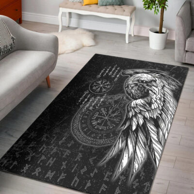 Ligerking Area Rug - Raven and Ourobos and Runes Area Rug A35
