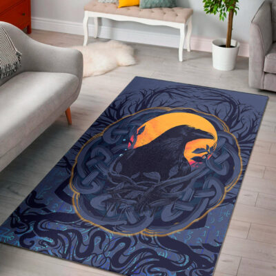 Ligerking Area Rug - Raven Celtic Yggdrasil and Runes Area Rug A35