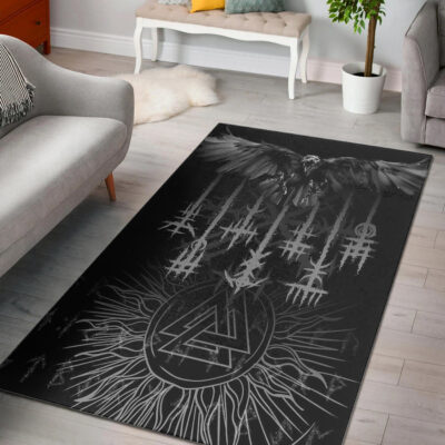 Ligerking Area Rug - Raven and Valknut Area Rug A94