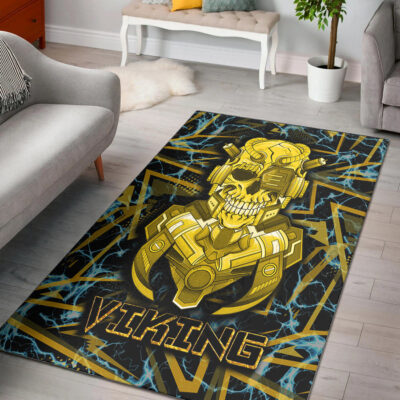 Ligerking Area Rug - Viking 3D Warrior Robo Gold Pattern Area Rug A35