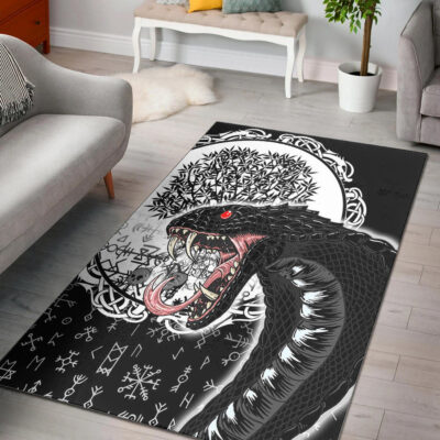 Ligerking Area Rug - Jomngandr and Yggdrasil Black and White Area Rug A35