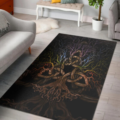 Ligerking Area Rug - Colorful Tree of Life With Triquetra Area Rug A7