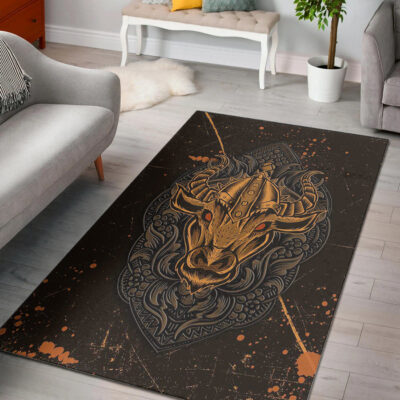 Ligerking Area Rug - Viking Bull Head Brush Pattern Area Rug A35