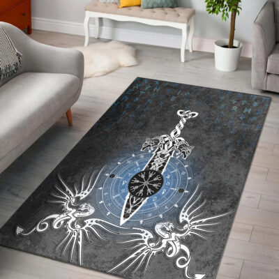 Ligerking Area Rug - Dragon Compass Magical Sword Rune Area Rug A35