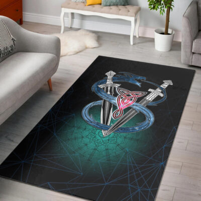 Ligerking Area Rug - Dragon Sword Vegvisir Magic Area Rug A35