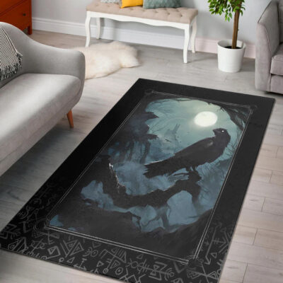 Ligerking Area Rug - Raven and Viking Gothic Style Area Rug A35