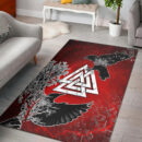 Ligerking Area Rug - Hugin and Munin Valknut Helm Of Awe Rune Area Rug A35