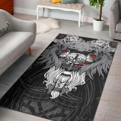 Ligerking Area Rug - God Odin and His Raven Area Rug A94