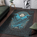 Ligerking Area Rug - Huginn and Muninn Valknut Cyan Style Area Rug A35
