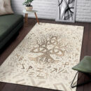 Ligerking Area Rug - Tree of Life with Triquetra and Futhark Pastel Gold Area Rug A7