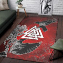 Ligerking Area Rug - Hugin and Munin Valknut Helm Of Awe Rune Area Rug A35