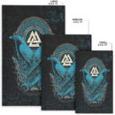 Ligerking Area Rug - Huginn and Muninn Valknut Cyan Style Area Rug A35