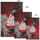 Ligerking Area Rug - Hugin and Munin Valknut Helm Of Awe Rune Area Rug A35