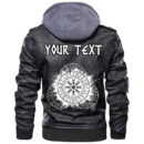 (Custom) Ligerking - Scandinavian Raven Axe Leather Jacket A35