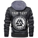 (Custom) Ligerking - Scandinavian Runic Circle Leather Jacket A35