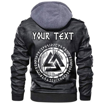 (Custom) Ligerking - Scandinavian Runic Circle Leather Jacket A35