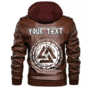 (Custom) Ligerking - Scandinavian Runic Circle Leather Jacket A35
