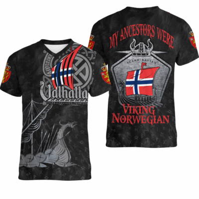 Ligerking Clothing - Viking Norway Drakkar V-neck T-shirt A31