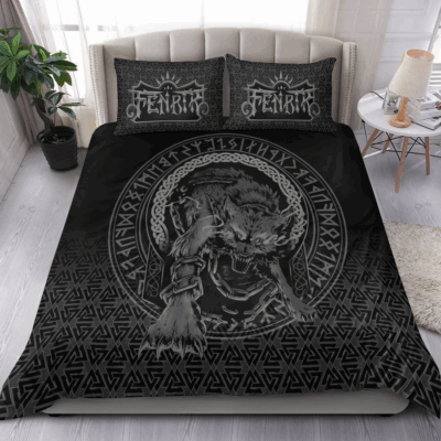 Viking Bedding Set - Fenrir Norse 3D Tattoo A31
