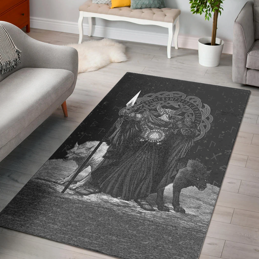 Ligerking Area Rug - Viking Odin Raven & Wolf Valknut A31