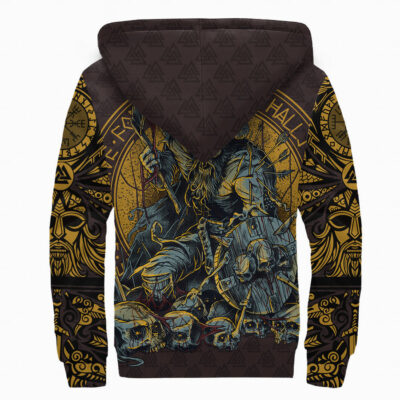 Ligerking - Sherpa Hoodie Warrior Viking Shield Skull A35