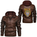 Ligerking - Skol Nordic Scandinavian Warrior Viking Helmet Leather Jacket A35