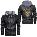 Ligerking - Skol Nordic Scandinavian Warrior Viking Helmet Leather Jacket A35